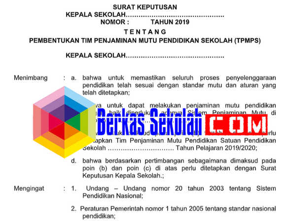 Terbaru Contoh Sk Tpmps Tim Penjaminan Mutu Pendidikan Sekolah 2020 2021 Berkas Sekolah