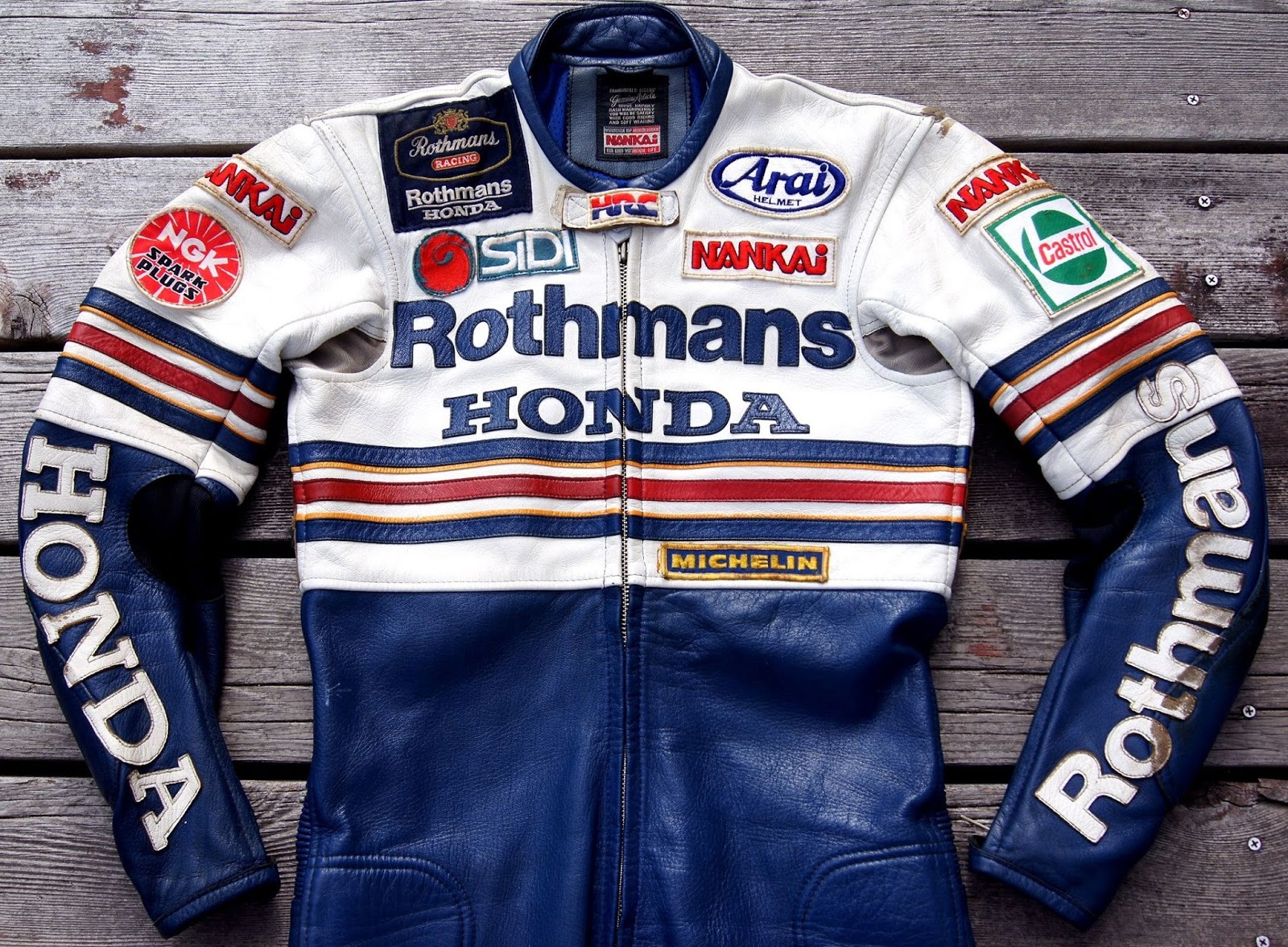 samurai‐bikers NANKAI Rothmans Racing suit Freddie Spencer not replica.