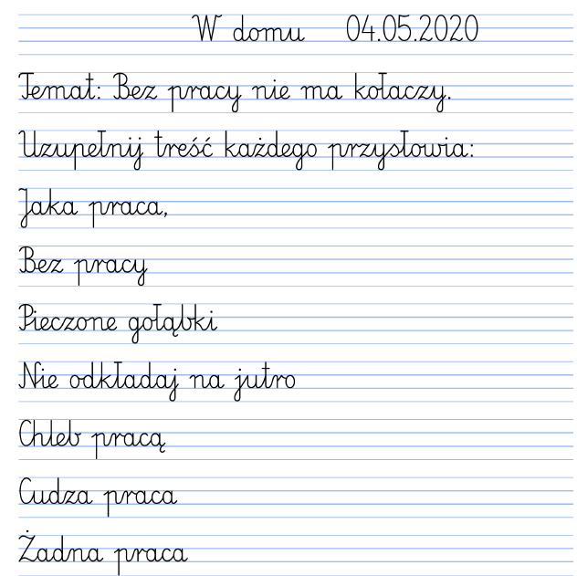 Nauka w domu: Poniedziałek, 04.05.2020