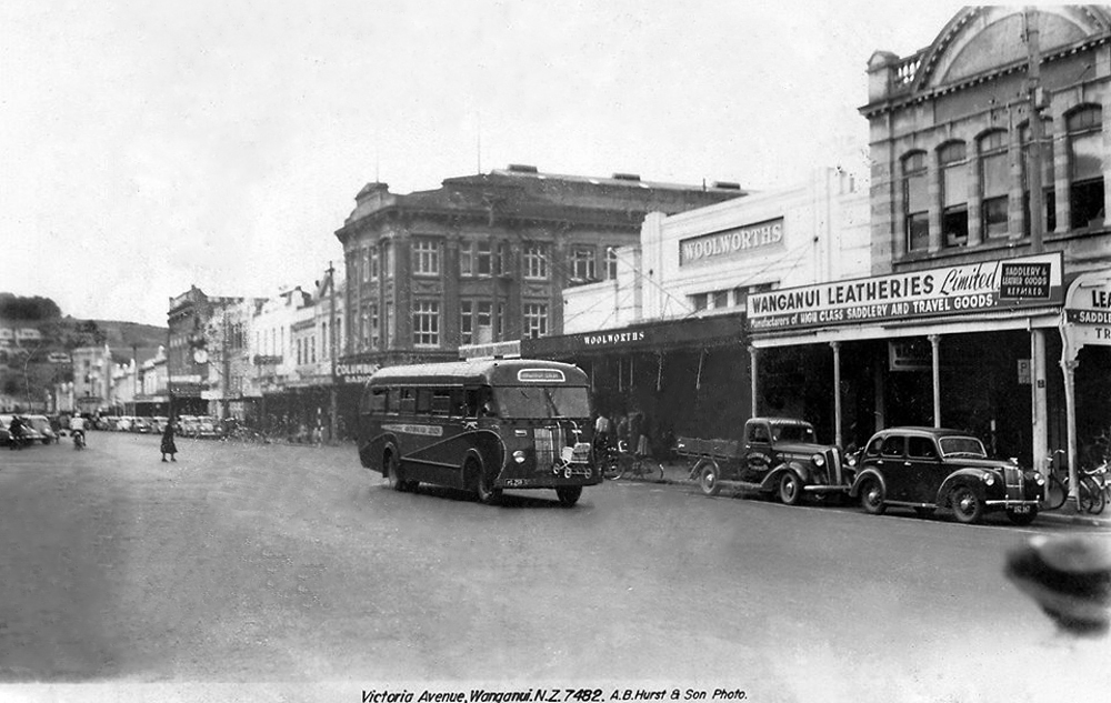 transpress nz buses in Wanganui, 1950s