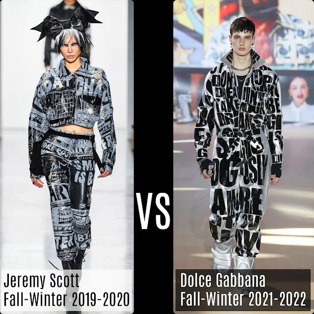 Jeremy Scott Fall-Winter 2019-2020 vs Dolce Gabbana Fall 2021-2022