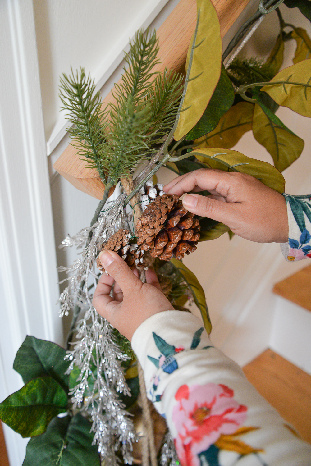 How To Hang Garland on Stairs Rambling Renovators