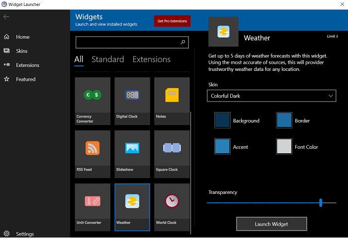 aggiungi Meteo a schermata di blocco, desktop e barra delle applicazioni