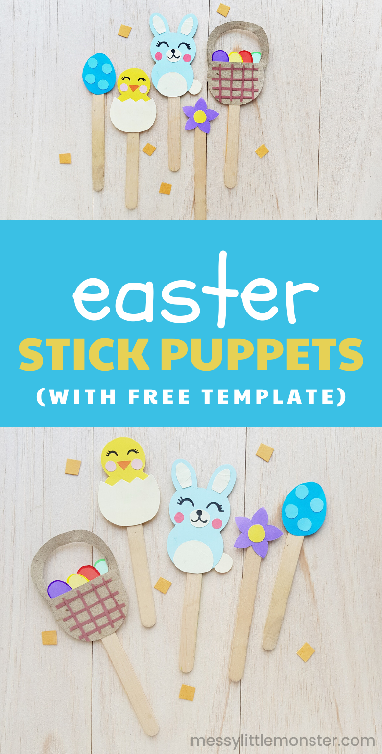 These Easter stick puppets make a fun Easter craft for kids. Grab the template to make your own puppet craft. 