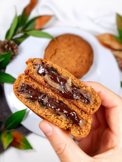 cookies okara vegan fourrés au chocolat et crème de marron