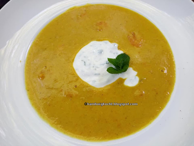 Hamburg kocht!: Rote-Linsen-Wurzel-Suppe mit Limetten-Minz-Joghurt Hamburg kocht!: Rote-Linsen-Wurzel-Suppe mit Limetten-Minz-Joghurt