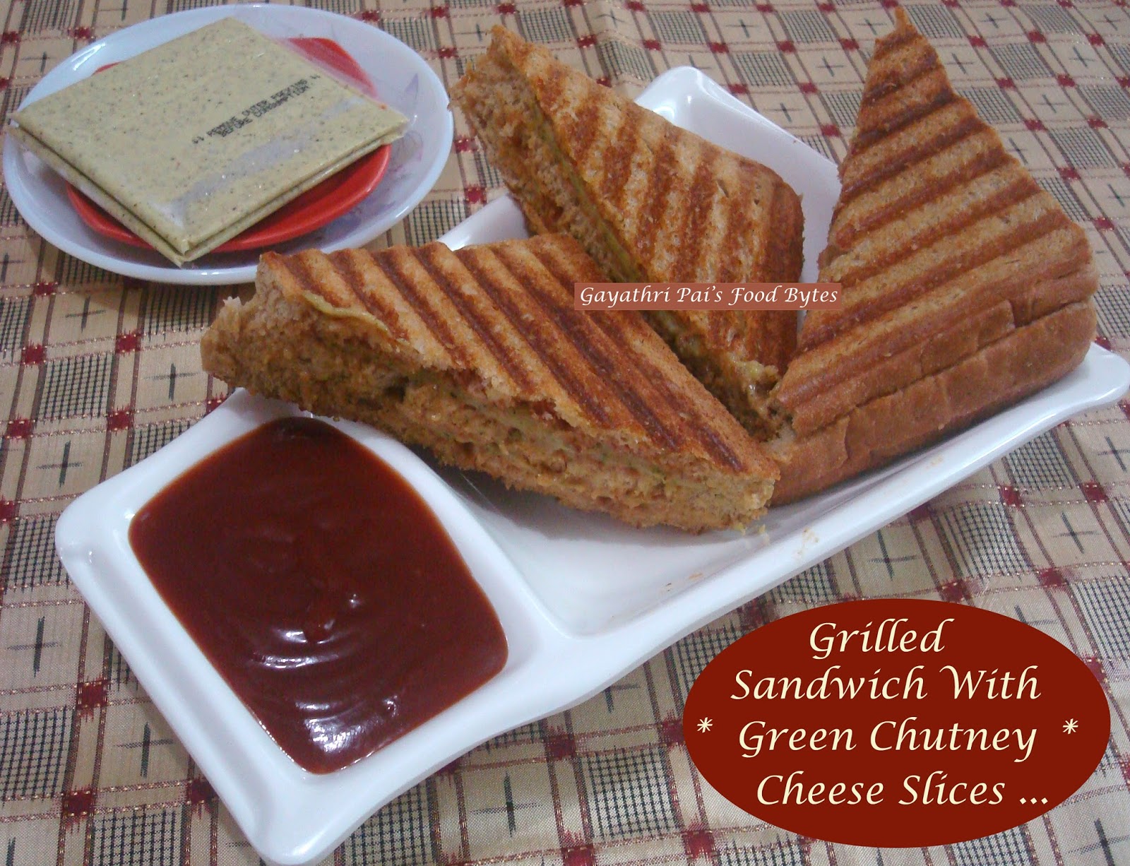 Gayathri Pai's Food Bytes Grilled Green Chutney Cheese Sandwiches.