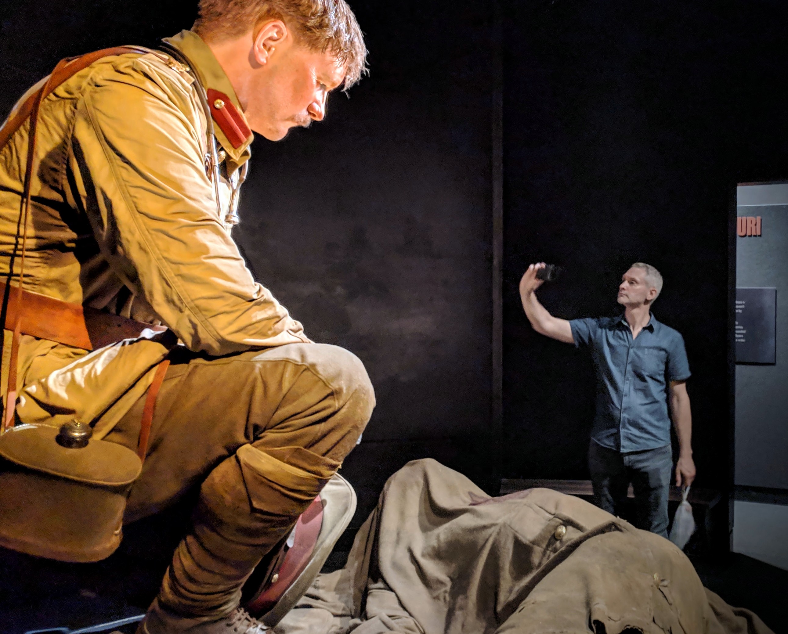 Photographing the large model of Lieutenant Colonel Percival Fenwick at Te Papa Museum (Wellington AoNZ)