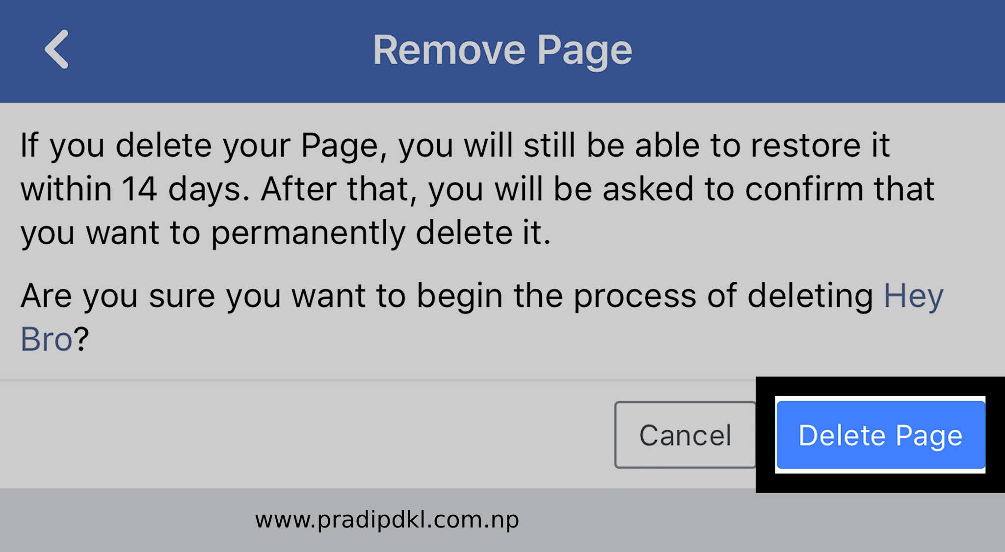 How do delete Facebook Page ? - PD Tec & News