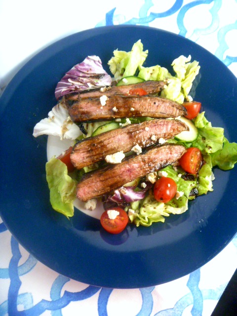 Weeknight Balsamic Steak Salad:  A simple salad topped with a steak that's juicy, tender, and dripping with wonderful flavor. All made on a weeknight! - Slice of Southern