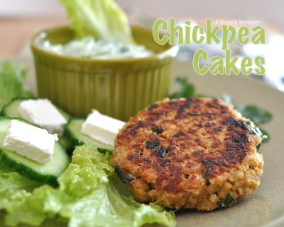 Chickpea Cakes with Cucumber-Yogurt Sauce, another Healthy Vegetarian Weeknight Dinner Idea ♥ A Veggie Venture. Low Fat. High Protein. Weight Watchers Friendly.