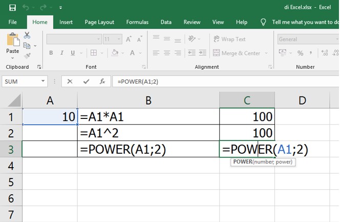 Cara Mengkuadratkan di Excel Menggunakan Rumus dan Fungsi Cara Mengkuadratkan di Excel Menggunakan Rumus dan Fungsi