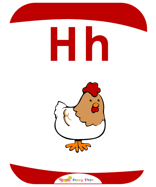 Flashcard Letter -H- Hen