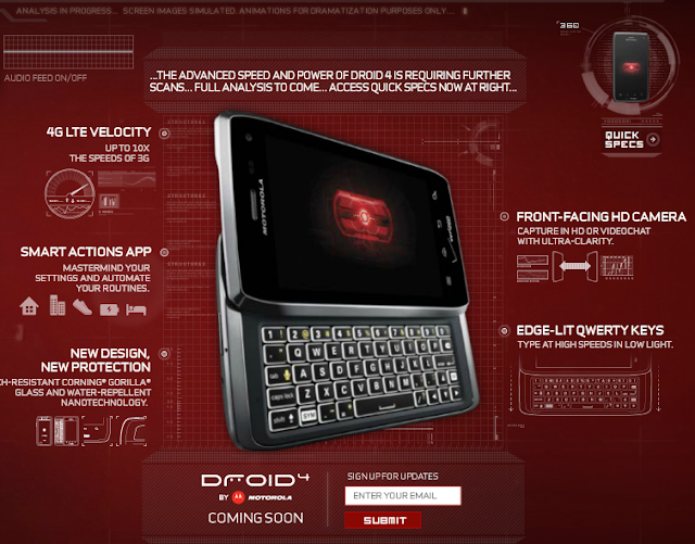 motorola droid 4 for verizon lands