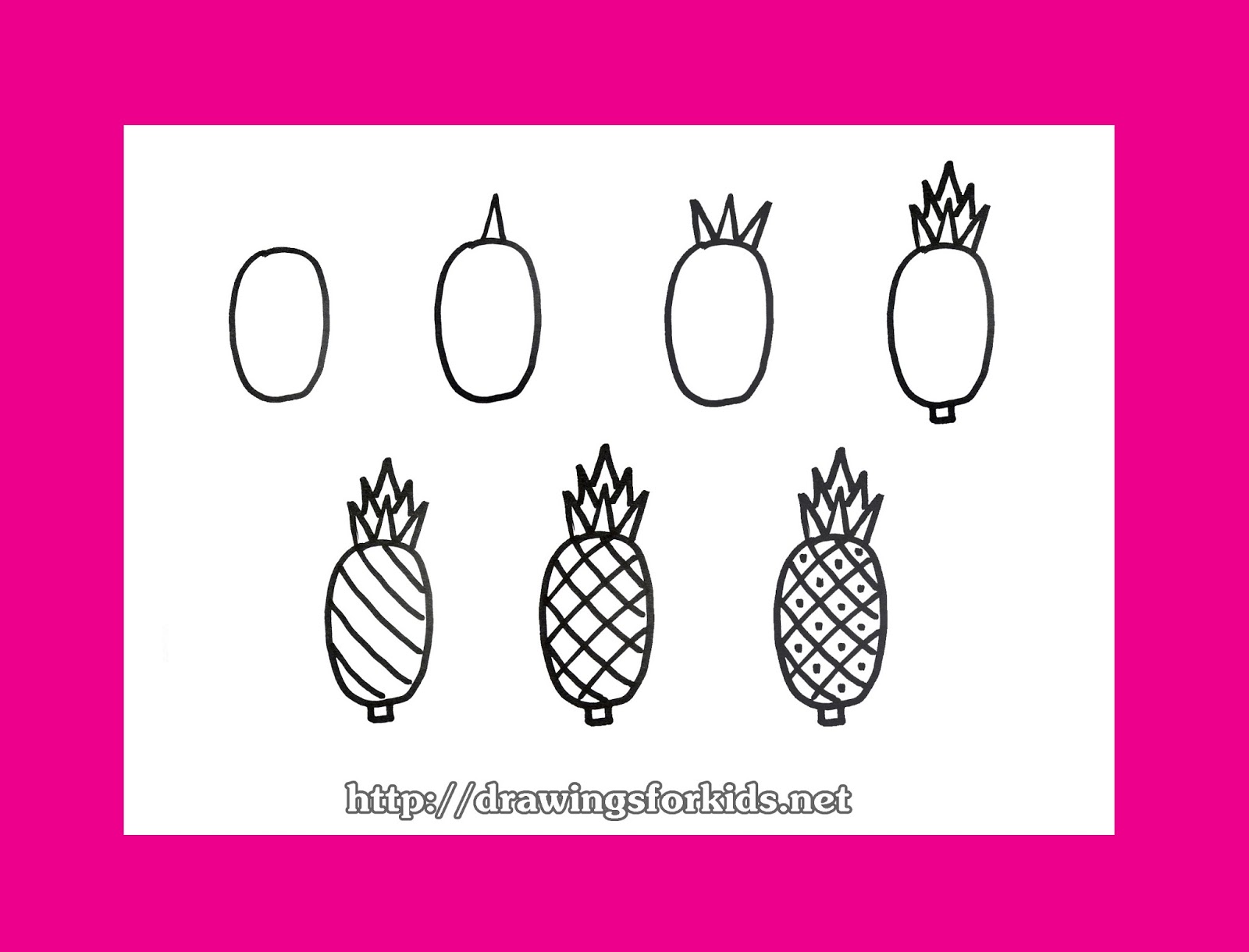How to draw a pineapple for kids
