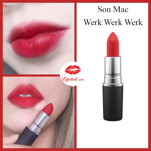 Son MAC 922 Werk Werk Werk - Powder Kiss Lipstick Sắc Đỏ Lạnh Thần Thánh