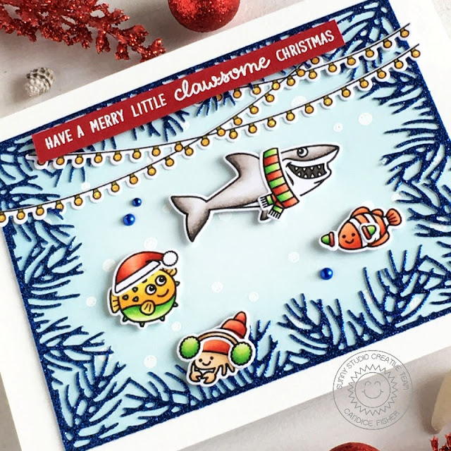Sunny Studio Stamps: Christmas Garland Frame Dies Merry Mice Scenic Route Best Fishes Christmas Card by Candice Fisher Sunny Studio Stamps: Christmas Garland Frame Dies Merry Mice Scenic Route Best Fishes Christmas Card by Candice Fisher