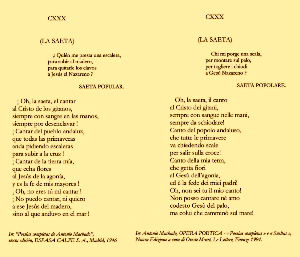Poesie Di Natale In Spagnolo.Caponnetto Poesiaperta Antonio Machado La Saeta Musicata E Cantata Da Joan Manuel Serrat