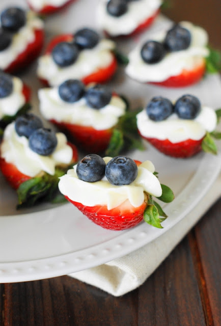 Red White & Blue Strawberry Cheesecake Bites image