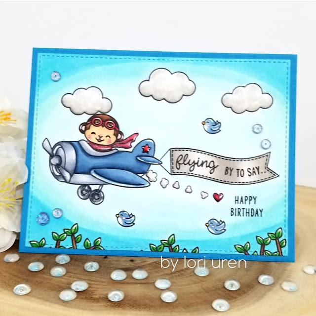 Sunny Studio Stamps: Plane Awesome Customer Birthday Card by Lori Uren Sunny Studio Stamps: Plane Awesome Customer Birthday Card by Lori Uren