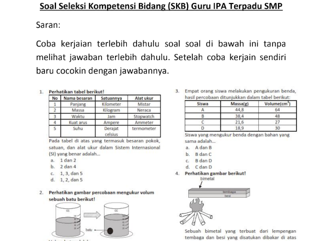 Materi Soal SKB Guru IPA SMP CPNS 2020 (Seleksi Kompetensi Bidang)