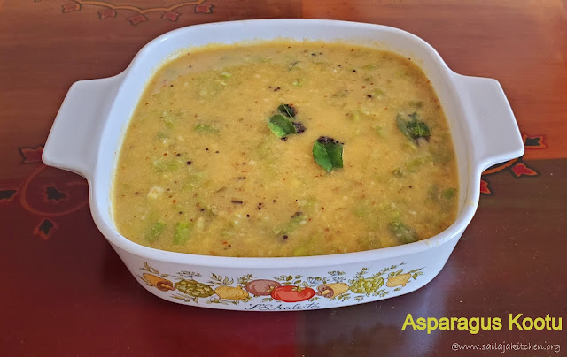 images of Asparagus Kootu  / Kootu Recipe / Asparagus Lentil Coconut Curry - No Onion No Garlic Recipe