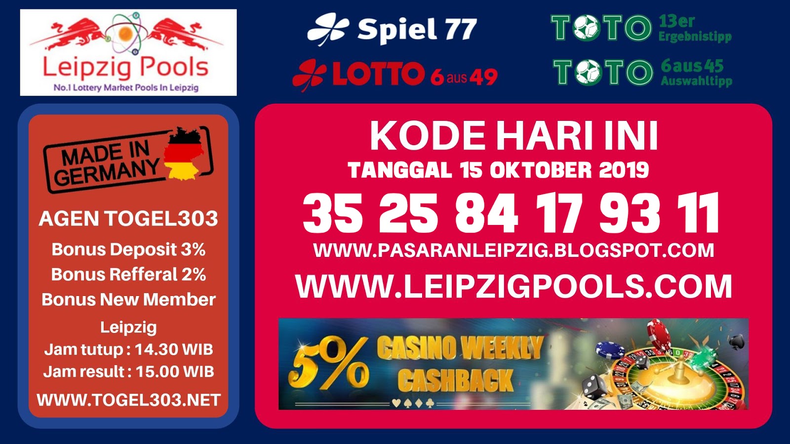 Togel Leipzig Selasa 15 Oktober 2019 Pasaran Togel Leipzig