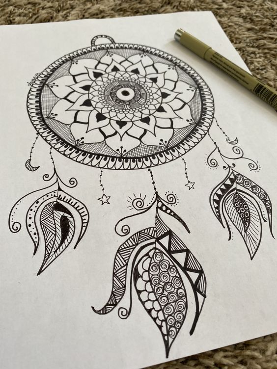 Zentangle and Mandala Dream Catcher