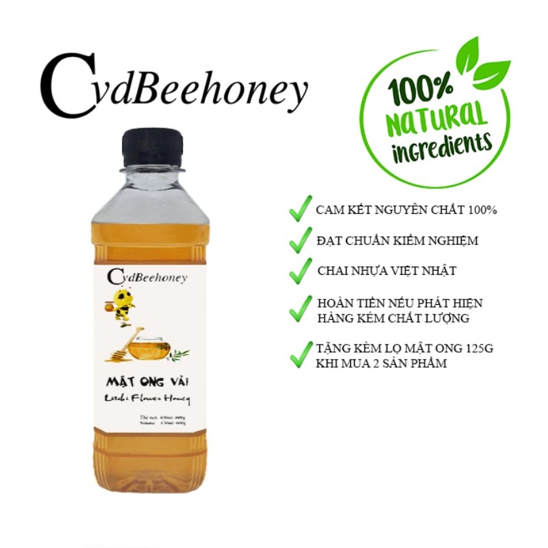 CvdBeehoney Mật ong hoa vải 430ml/500ml/1 lít