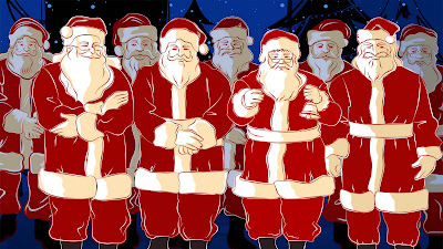 Wallpaper met kerstmannen op een rij