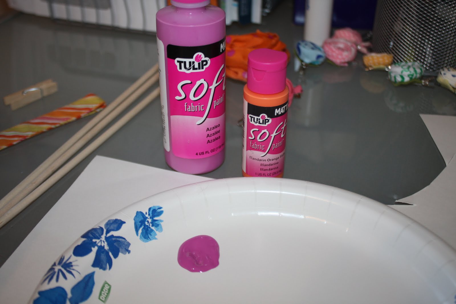 Sara vs. Sarah "Stamping" Fabric with Paint {DIY}