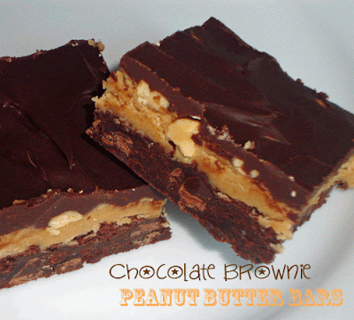 Chocolate Brownie Peanut Butter Bars-for serious chocolate and peanut butter lovers! 