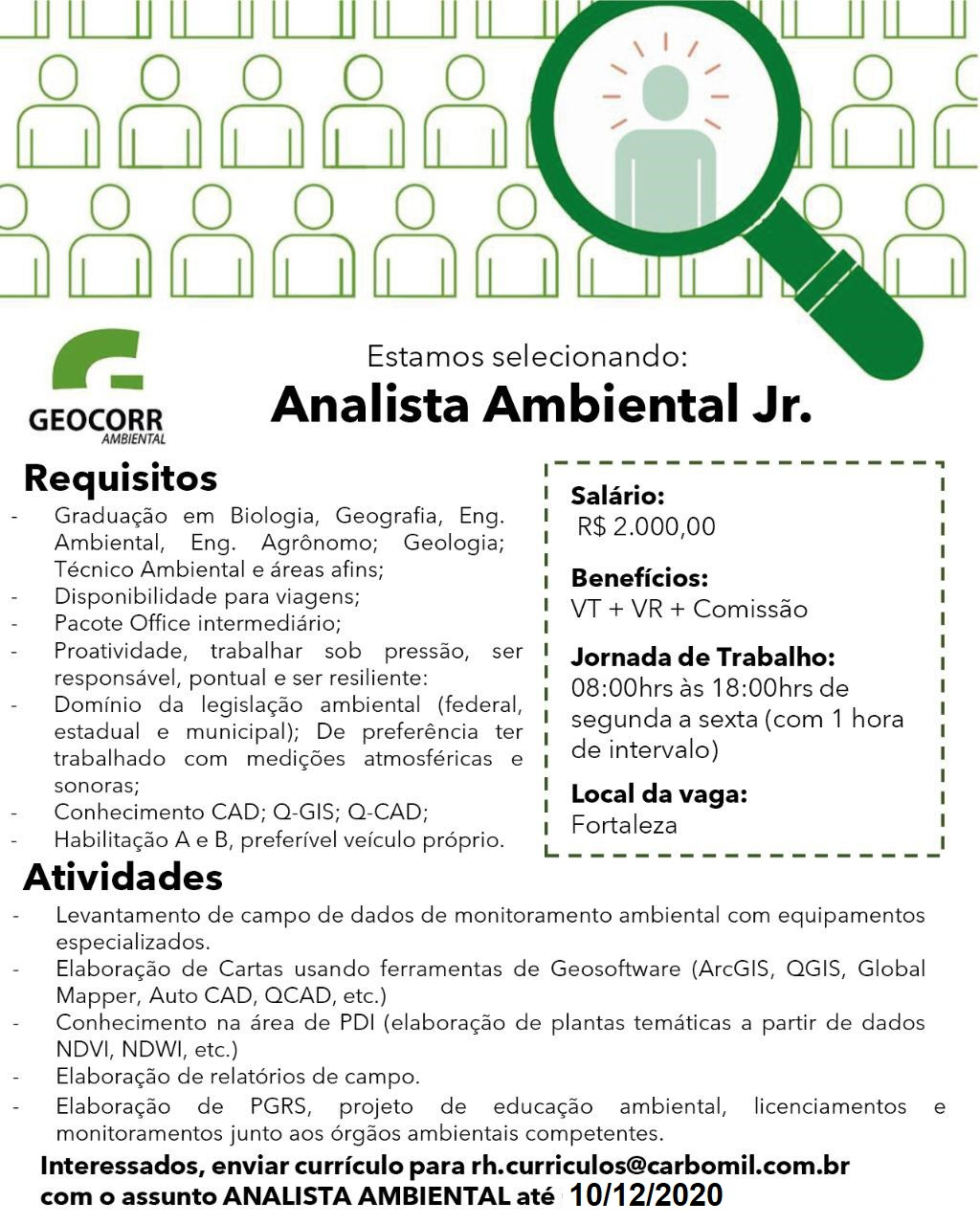 Auxiliar Ambiental, Fortaleza – CE, 01 vaga(s)