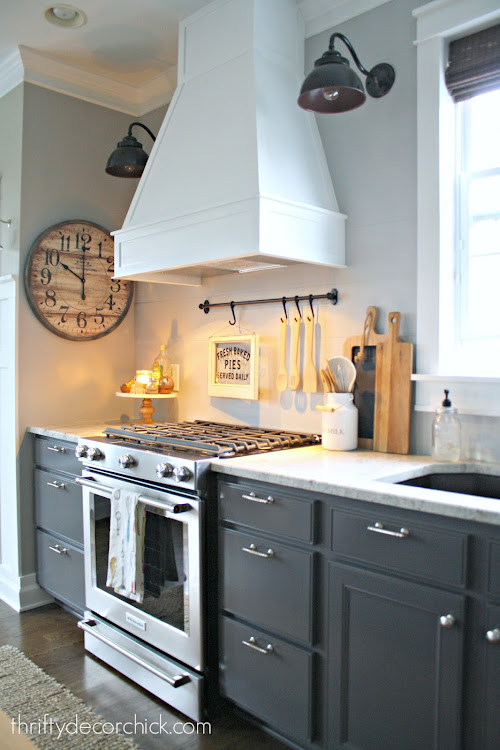 Vent and wood hood over oven