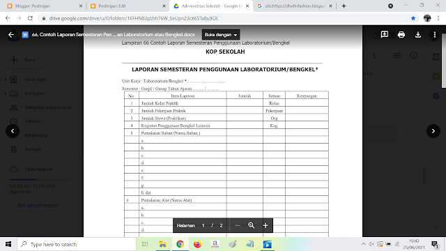 Contoh Laporan Semesteran Penggunaan Laboratorium atau Bengkel