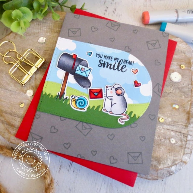 Sunny Studio Stamps: Snail Mail Harvest Mice Stitched Arch Dies Friendship Card by Christy Reuling