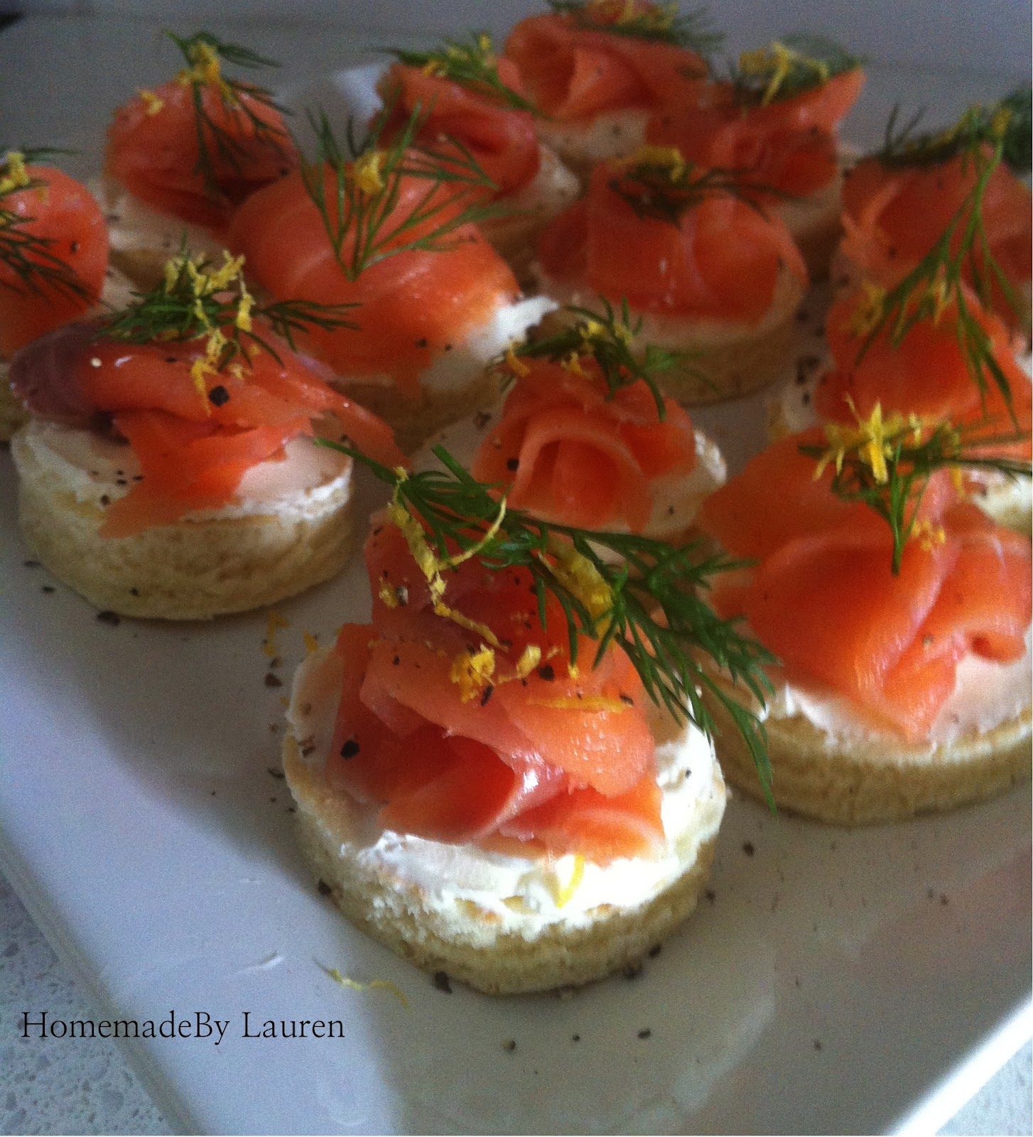 Homemade By Lauren {Smoked Salmon Bites Bring a Plate Idea}
