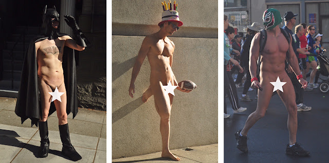 naked American men male exposed Bay to Breakers San Francisco erect penis cock