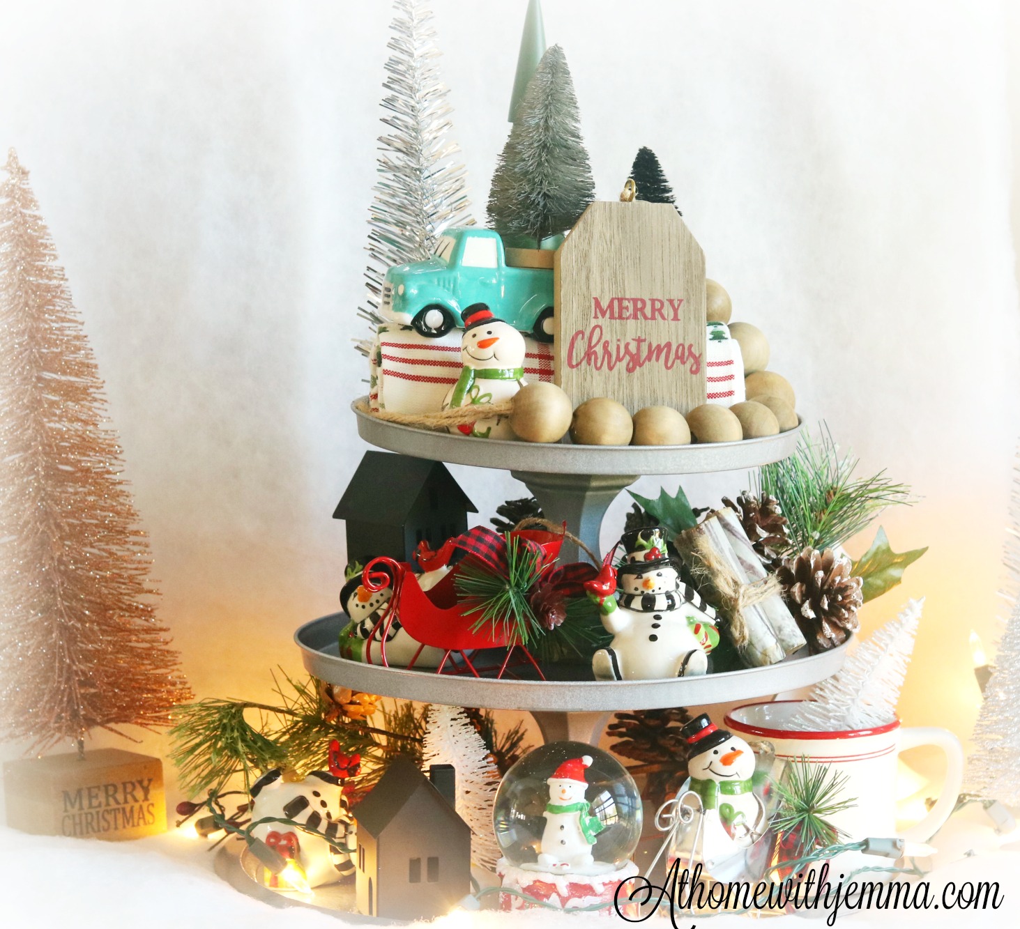 DIY Galvanized Three Tiered Metal Tray At Home with Jemma