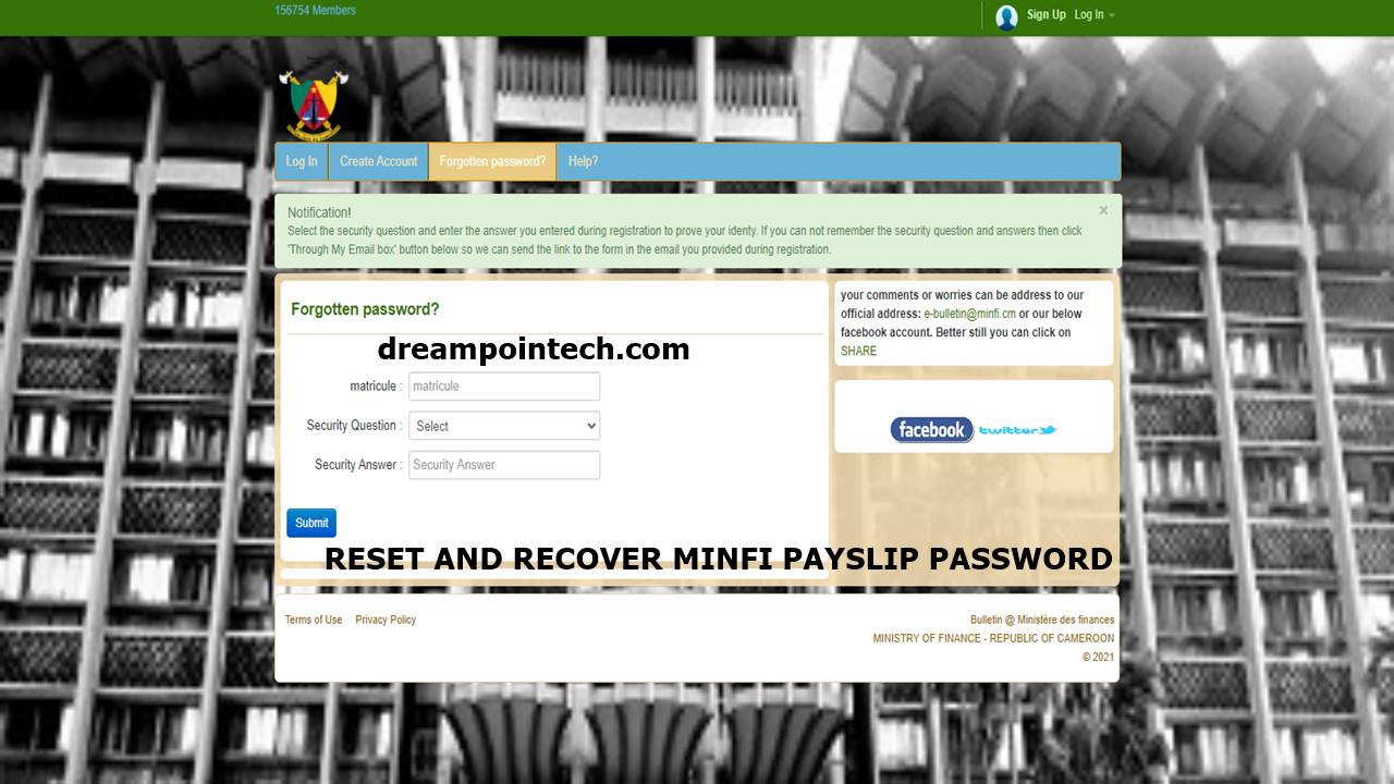 How to Recover the Lost or Forgotten Password to Your MINFI Payslip Account in Cameroon?