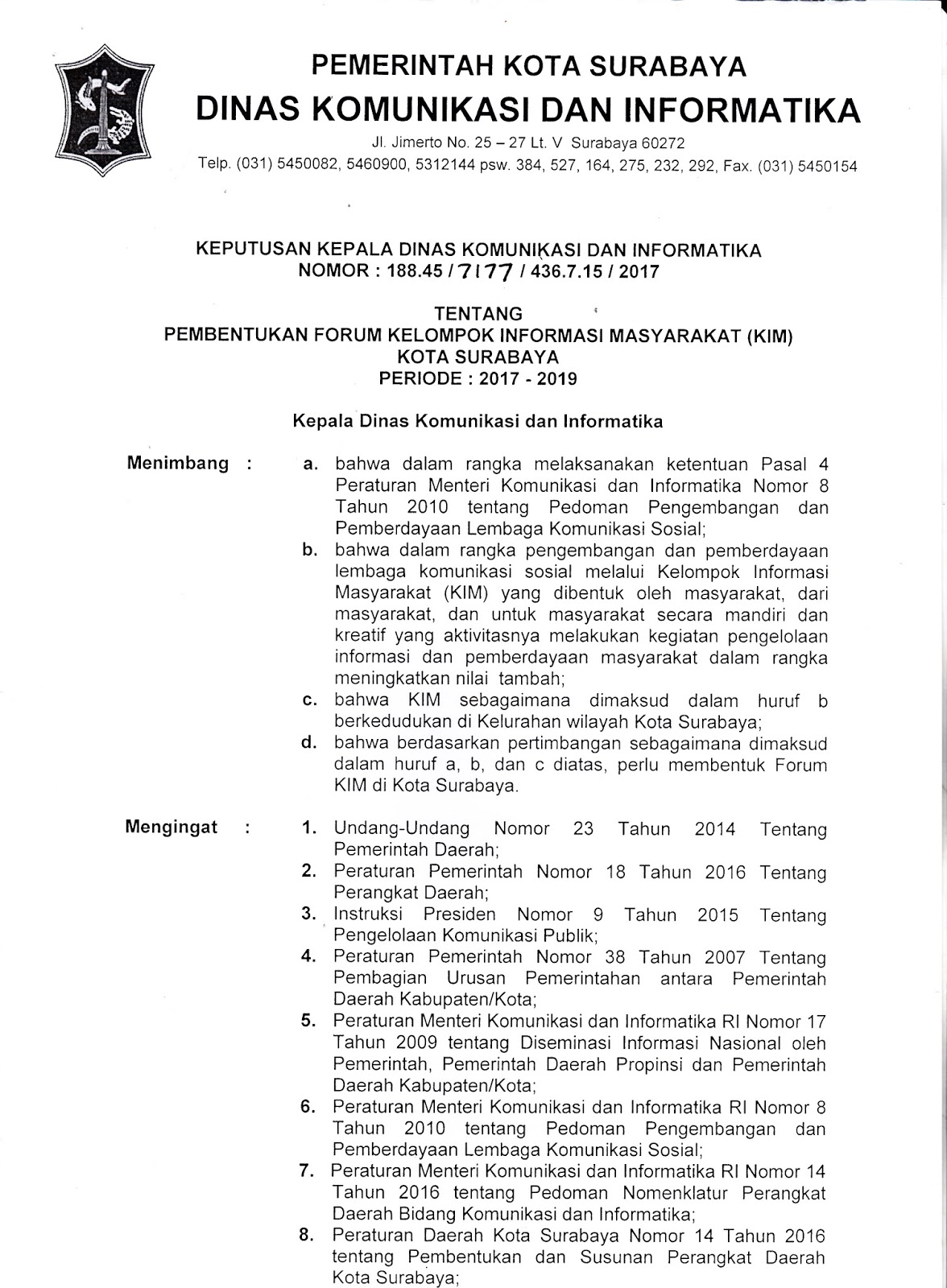 Contoh Surat Keputusan Sementara Arieal Web