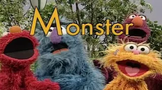 Elmo, Telly, Herry monster and Zoe sing M is for Monster. Sesame Street Alphabet Songs