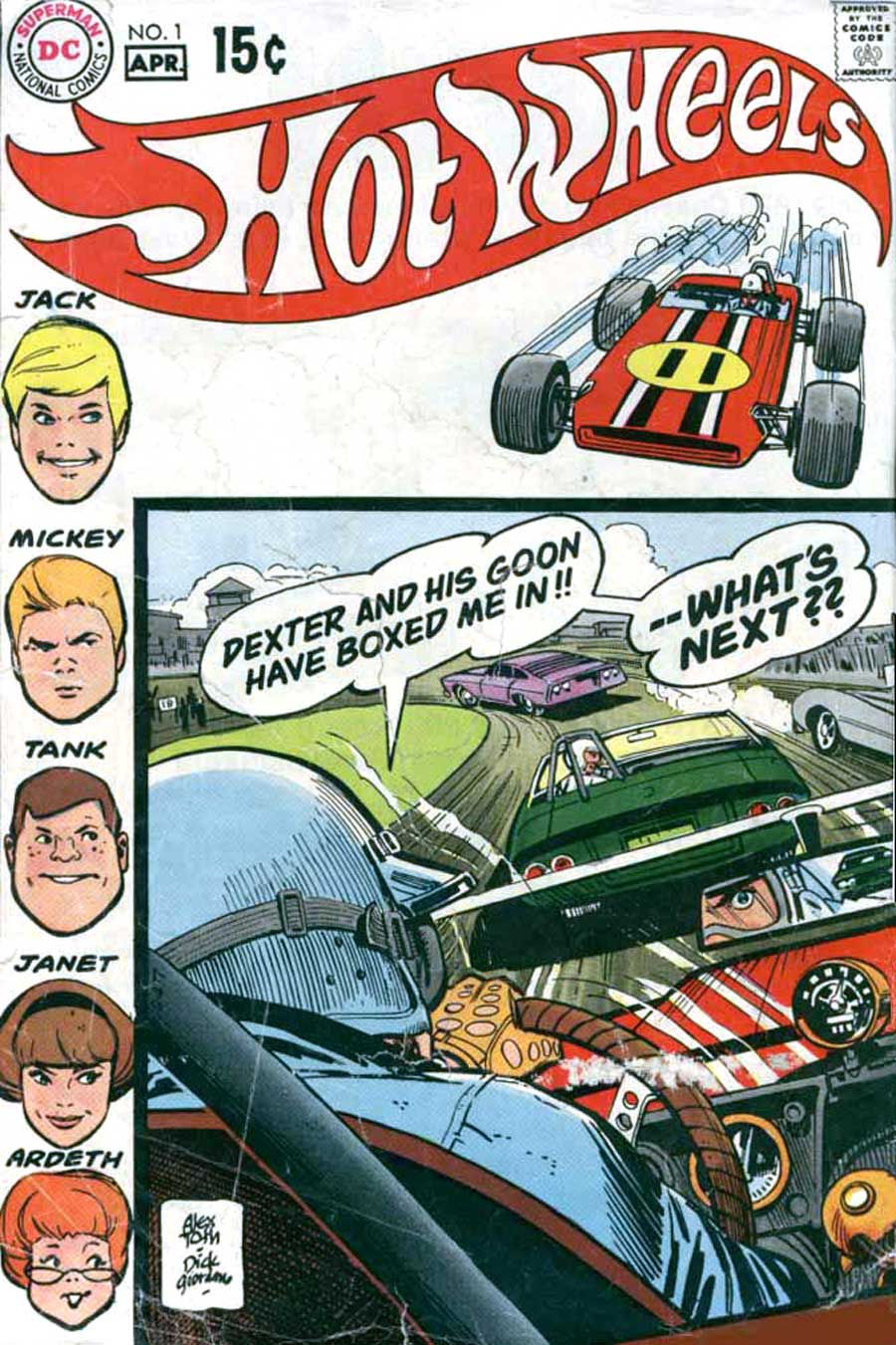 Hot Wheels v1 #1 dc 1970s bronze age comic book cover art by Alex Toth