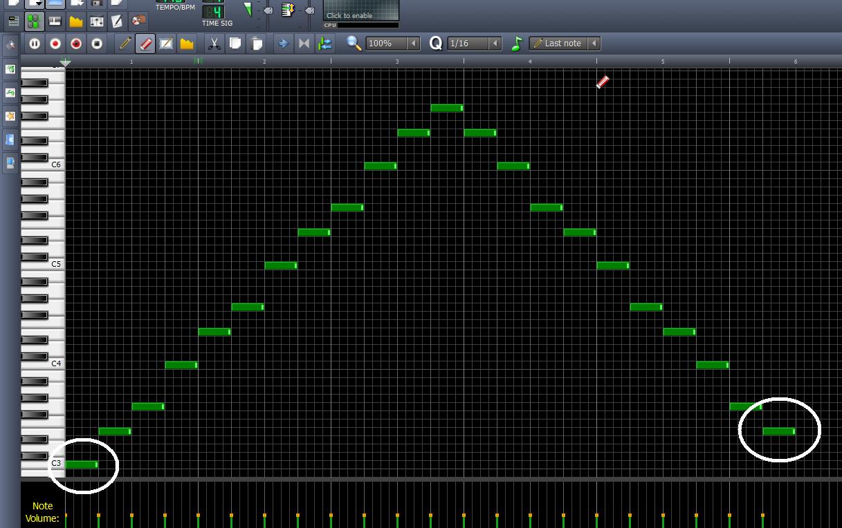 Arpegios con un secuenciador MIDI Linux Multimedia Studio