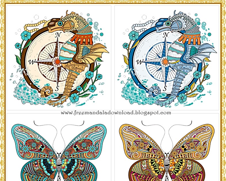 Free Mandala : Seahorse coloring page Mandala