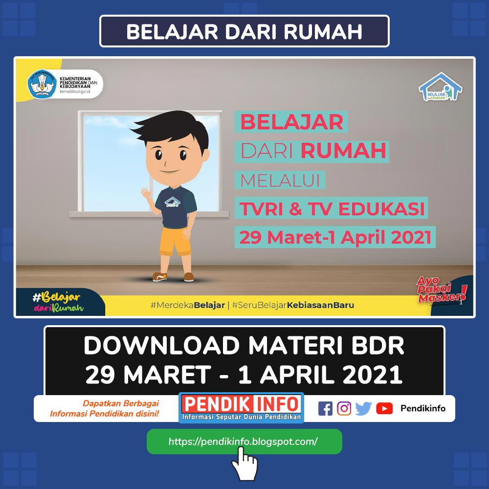 Download Materi Belajar Dari Rumah (BDR) 29 Maret - 1 April 2021