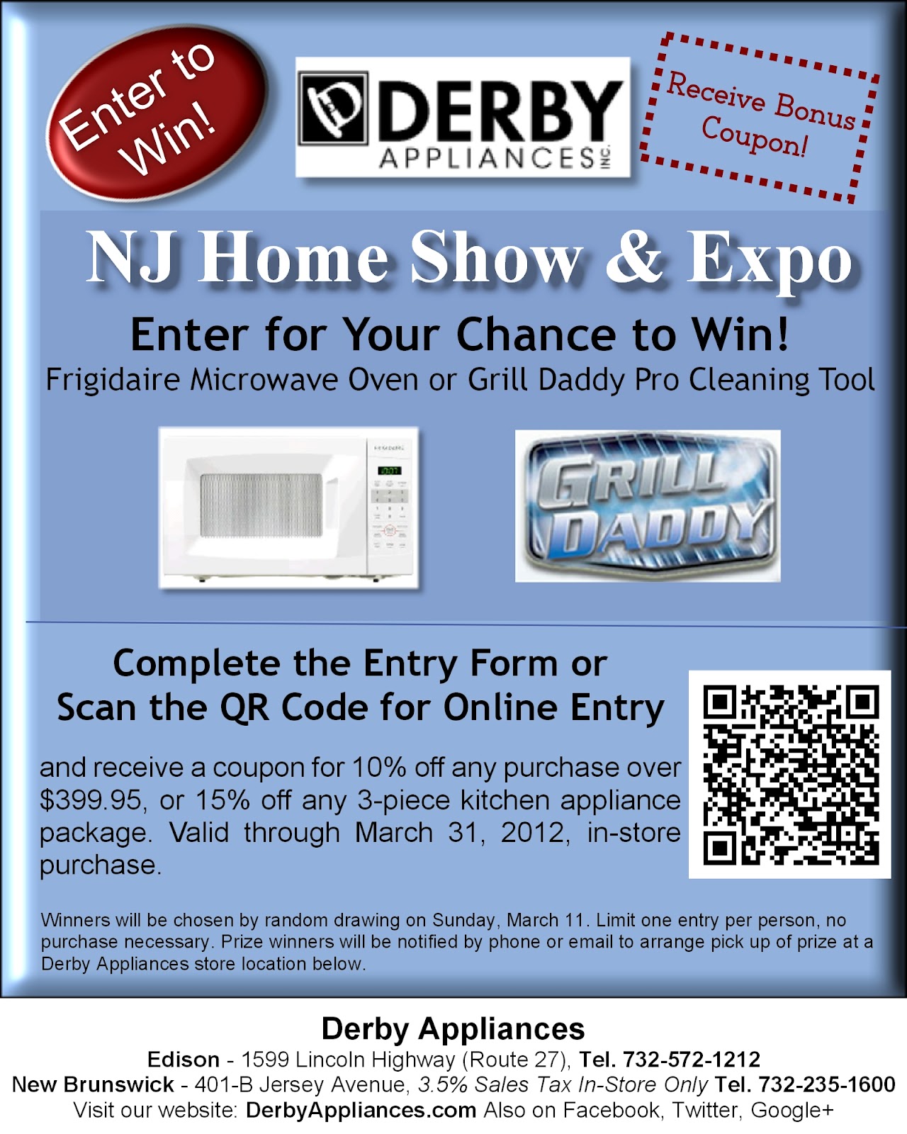 Derby Appliances NJ This weekend at the NJ Home Show, Edison NJ