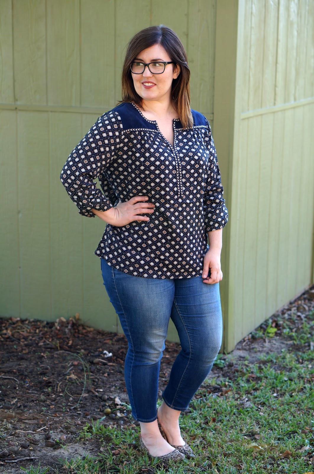 Rebecca Lately Stitch Fix Skies are Blue Allyson Suede Detail Top