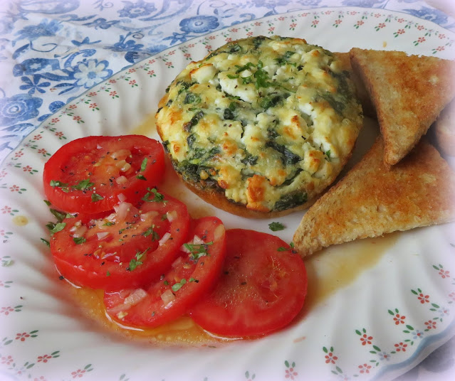 Spinach, Onion & Feta Oven Omelettes
