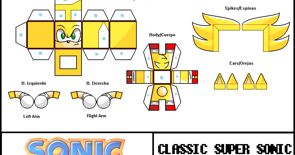 Classic Super Sonic (Papercraft #17/ Sonic the hedgehog)
